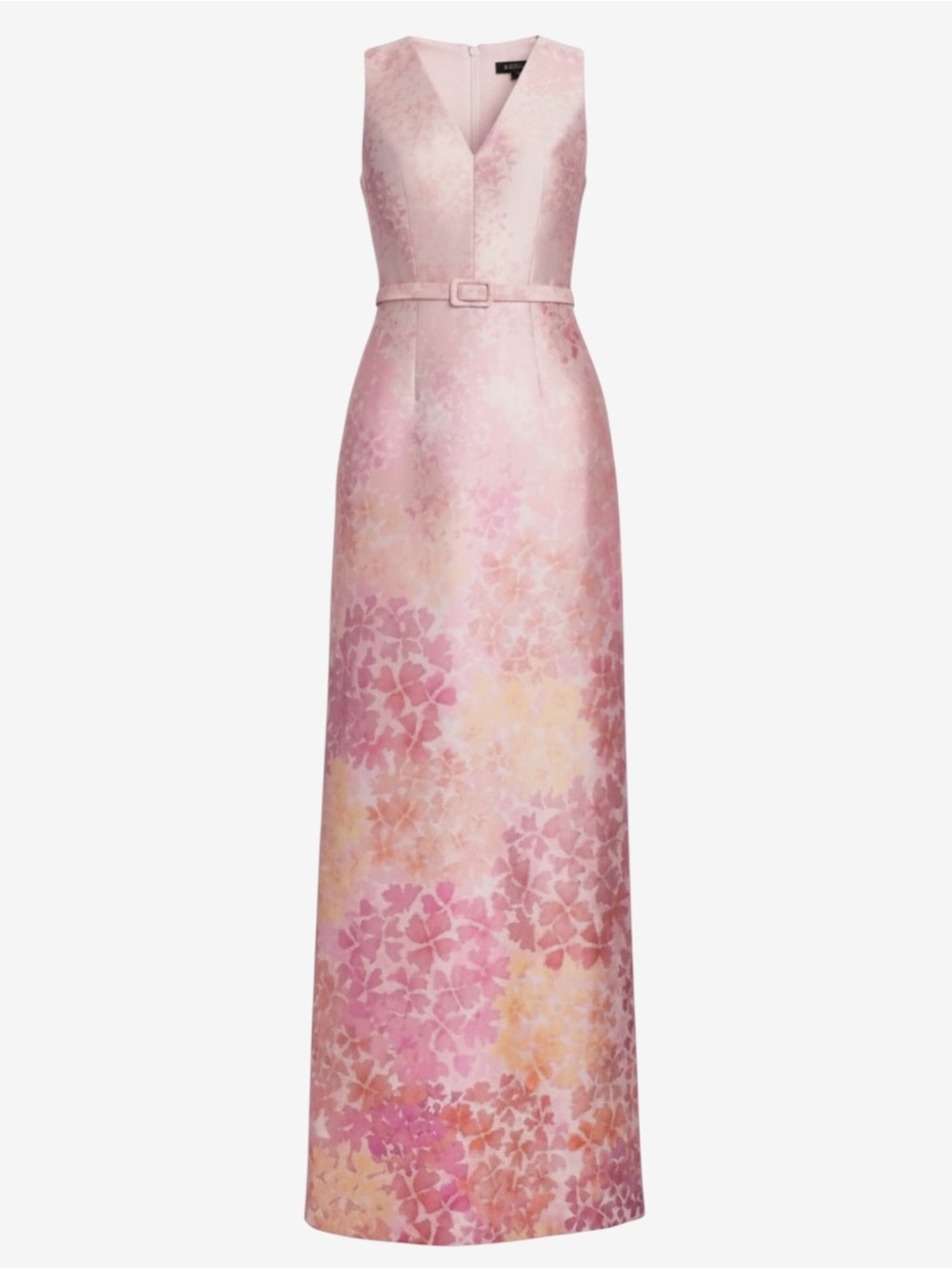SACHIN BABI Adellyn Women’s V-Neck Pink Floral Print Column Evening Maxi Gown - Picture 9 of 15